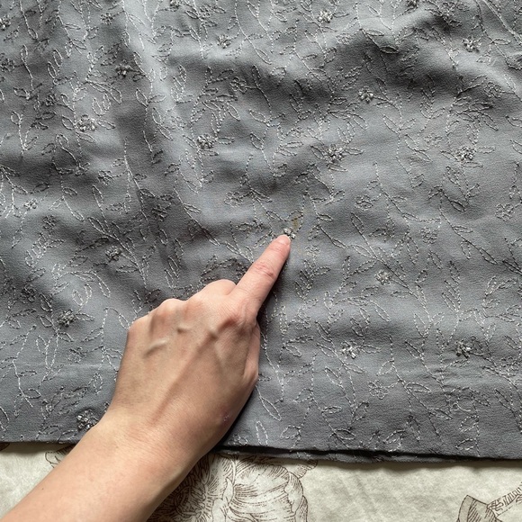 NWT Vintage Deadstock 100% Silk Gray Floral Beaded Mini Slip Skirt 10 Fairy 90s - Picture 2 of 10